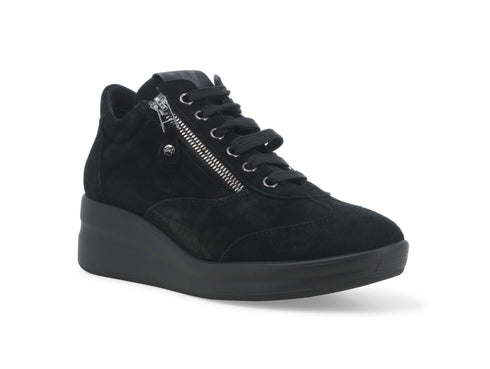 Melluso Scarpe Invernali Lacci Zeppa e Zip Tomaia Camoscio